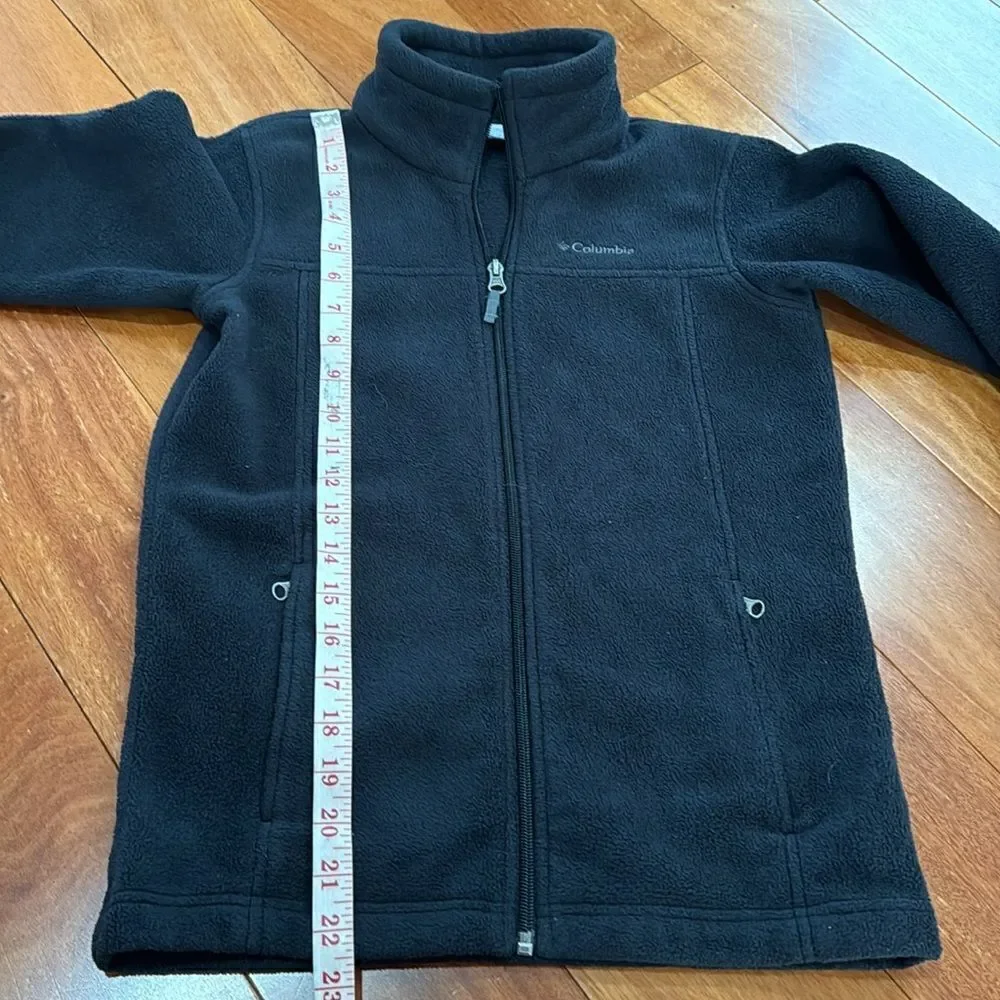 Columbia Fleece Jacket Kids Black Full Zip Mock Neck M‎ 10/12